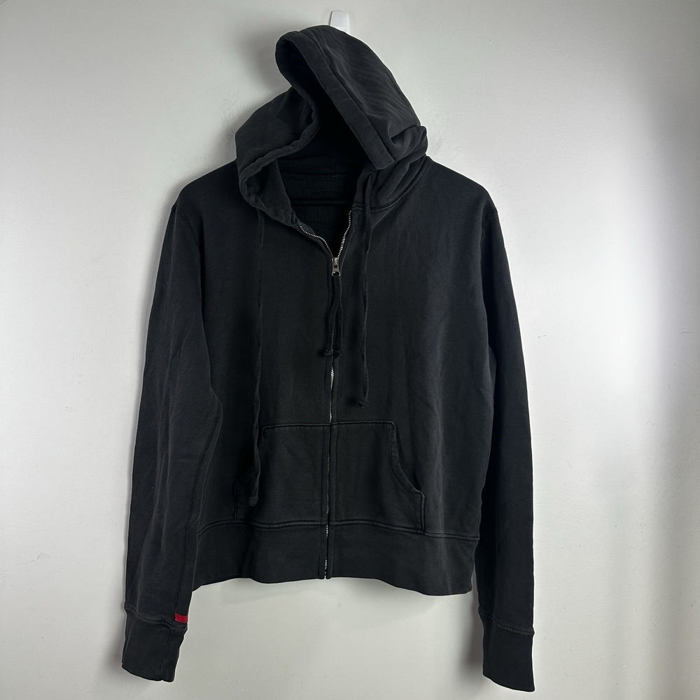 Nili Lotan Washed Black Callie Hoodie Zip Up Womens Large Preppy Distressed - Picture 2 of 11